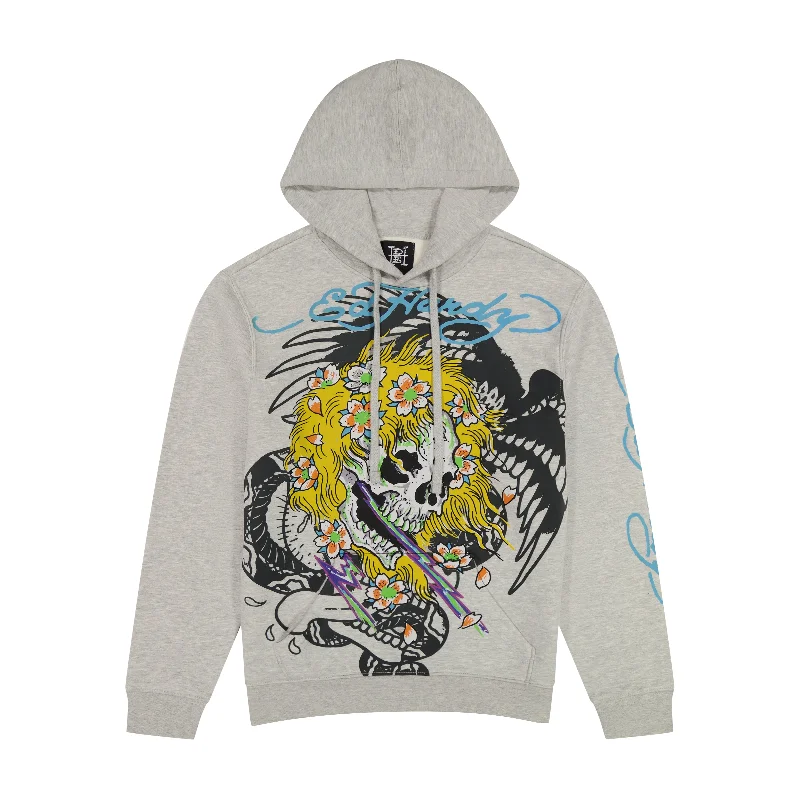 Yellow Hair Skull Heather Grey Pullover Hoodie