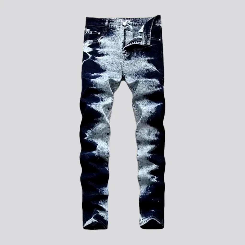 Grunge fit tie dye men's jeans