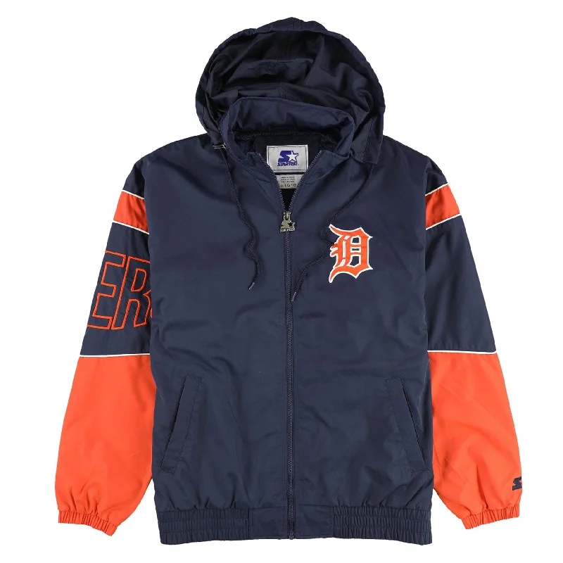 STARTER Mens Detroit Tigers Jacket, Blue, Large