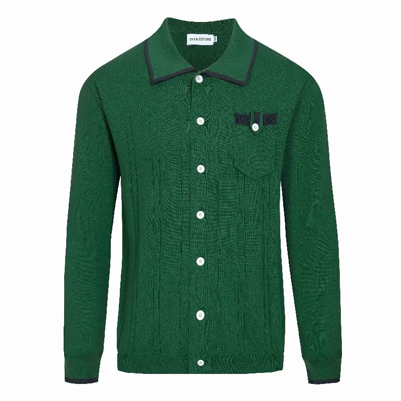 Men's vintage green knit cardigan sweater