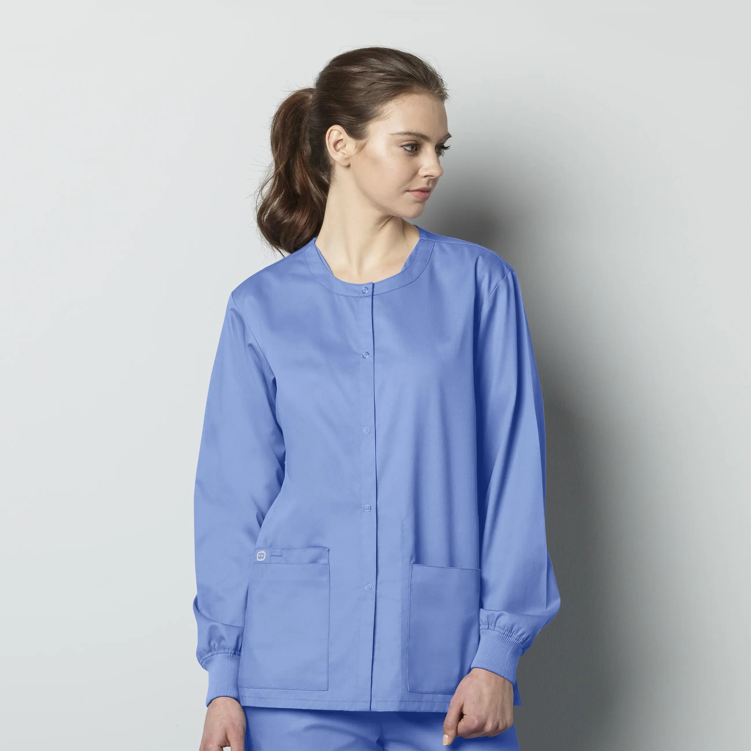 Wink Unisex Snap Front Jacket - Ceil Blue