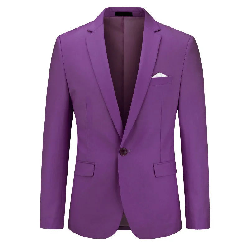 Fashion Jakcket One Button Casual Blazer Purple