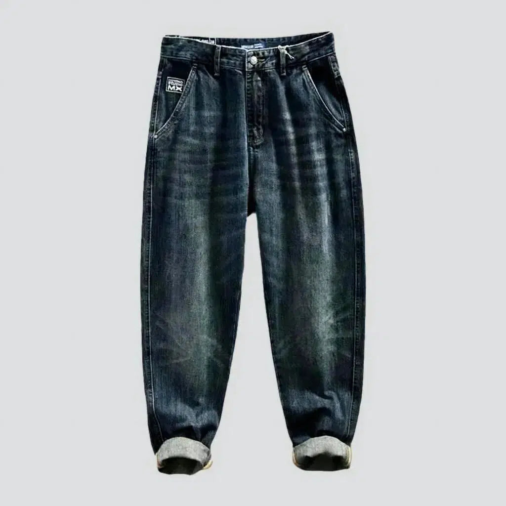 Whiskered dark-wash jeans
 for men