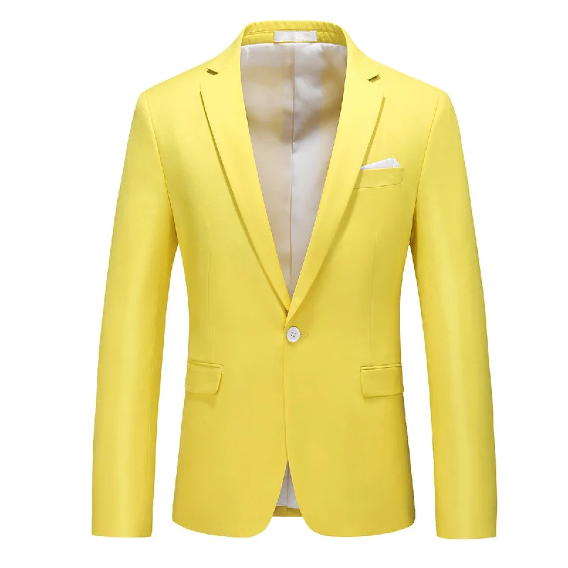 Fashion Jakcket One Button Casual Blazer Yellow