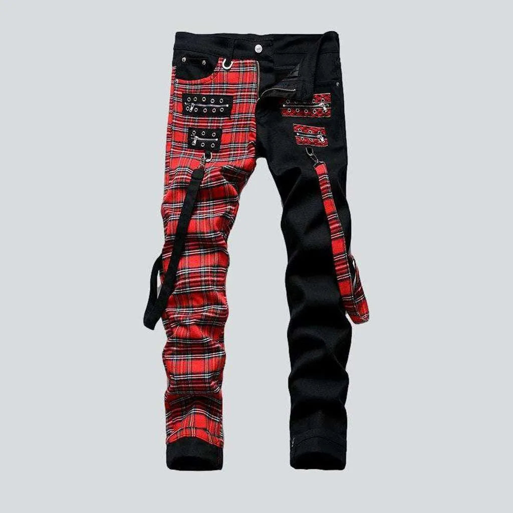 Punk men's jeans with belts