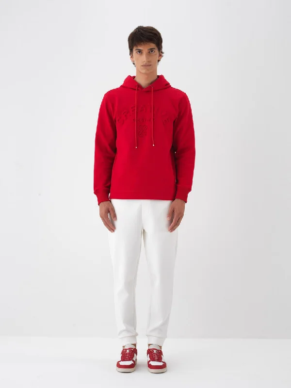 Xint Red Hoodie With Creative Front Design