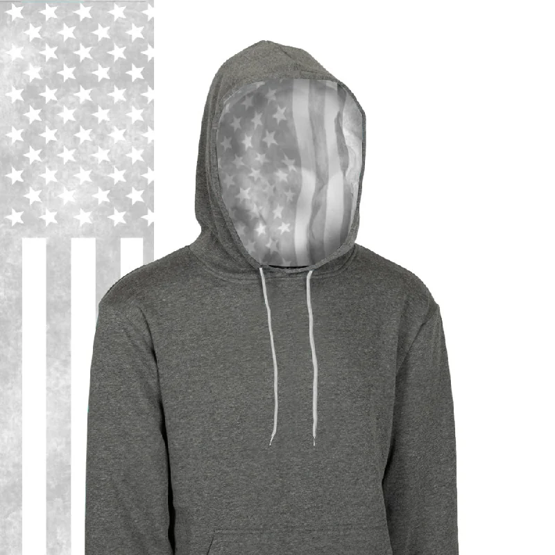 Classic Lined Hoodie | Ghost American Flag | Dark Heather Grey