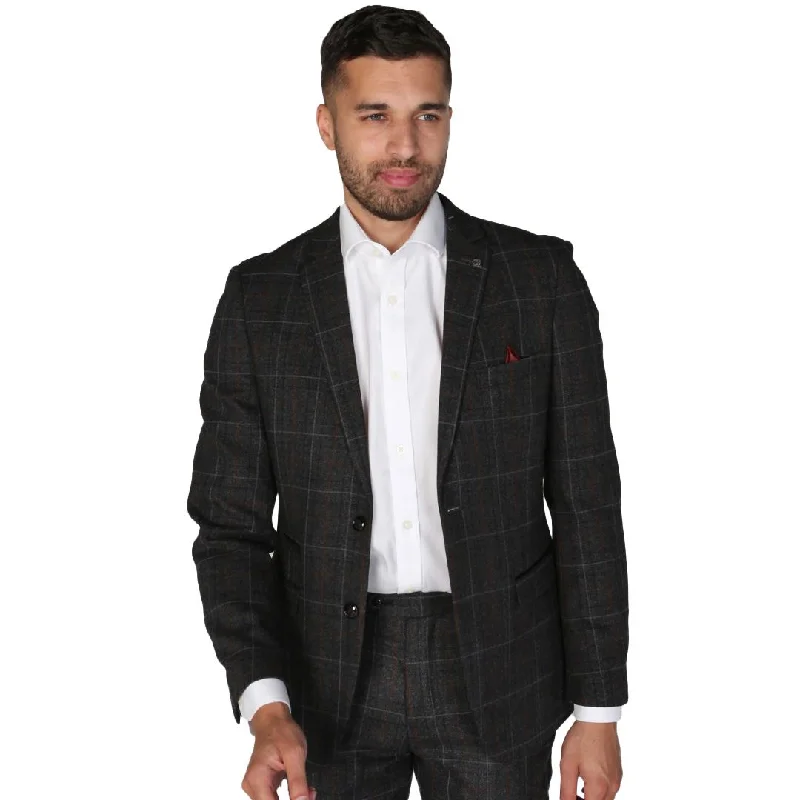 Harvey - Men's Charcoal Check Blazer Wedding Prom