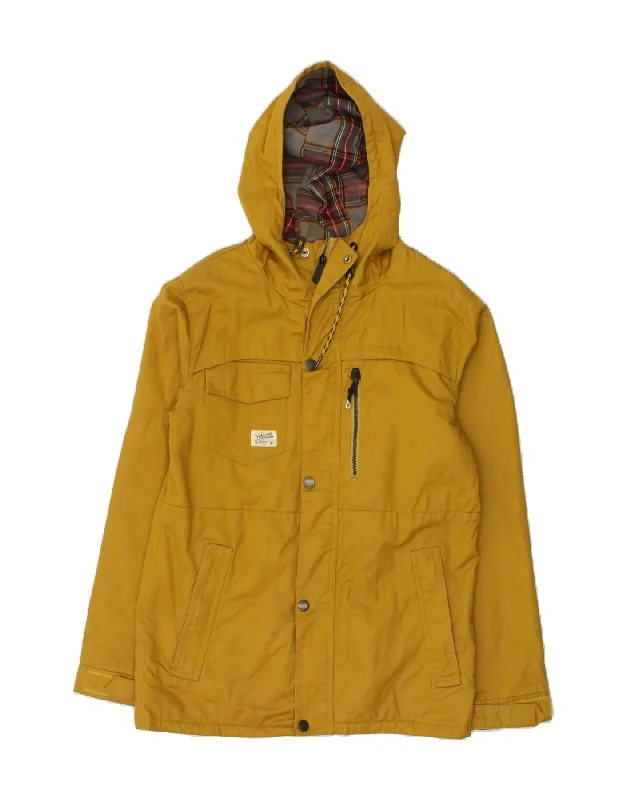 VOLCOM Mens Hooded Windbreaker Jacket UK 36 Small Yellow Cotton