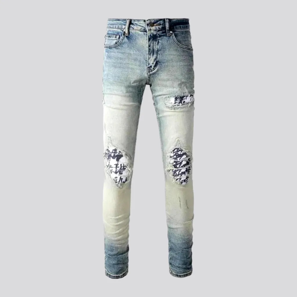 Aged men's whiskered jeans