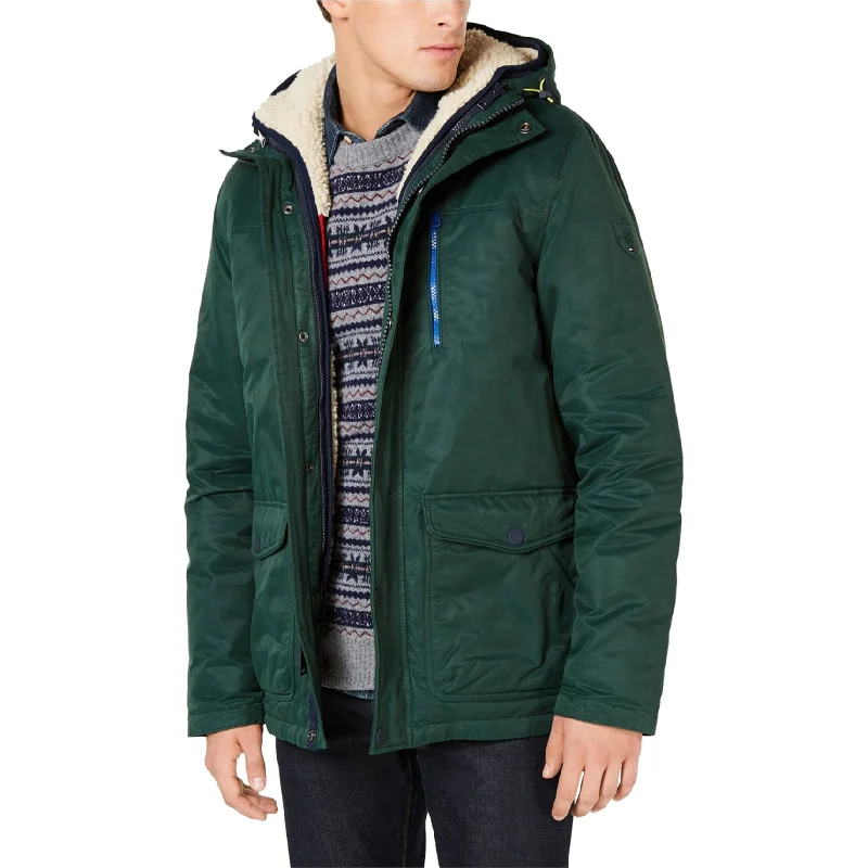 Tommy Hilfiger Mens Hilltop Hooded Coat, Green, Small