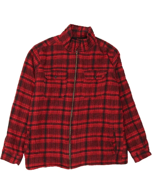 MOUNTAIN WAREHOUSE Mens Sherpa Bomber Jacket UK 44 2XL Red Check Cotton