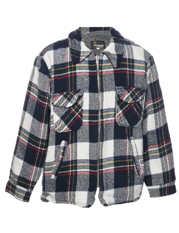 Checked Wool Coat - XL