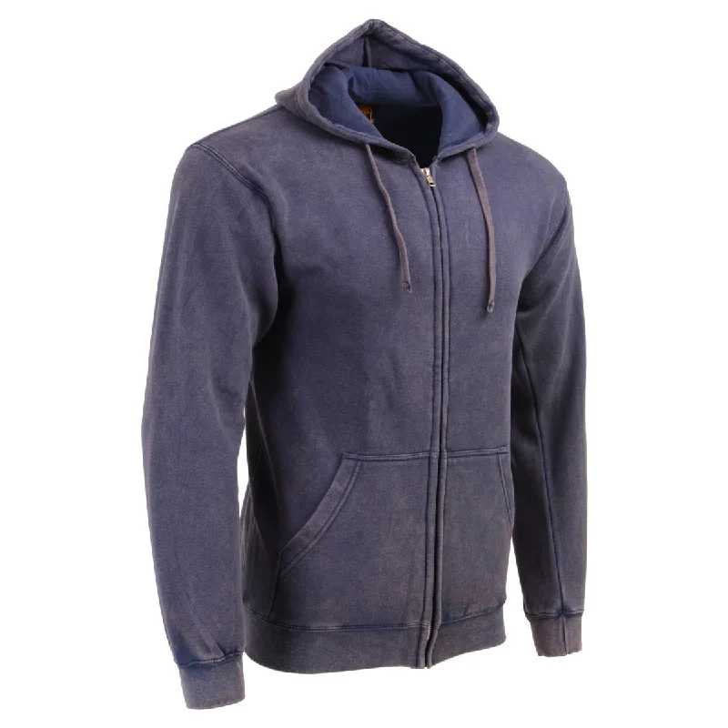 Milwaukee Leather MNG11688 Men's Navy and White Zipper Front Premium Cotton Hoodie