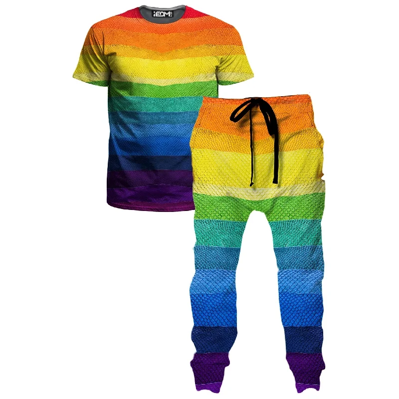 Summer Fashion Rainbow Snake T-Shirt and Joggers Combo