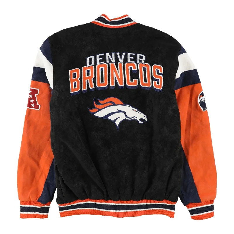 G-III Sports Mens Denver Broncos Varsity Jacket, Black, Large