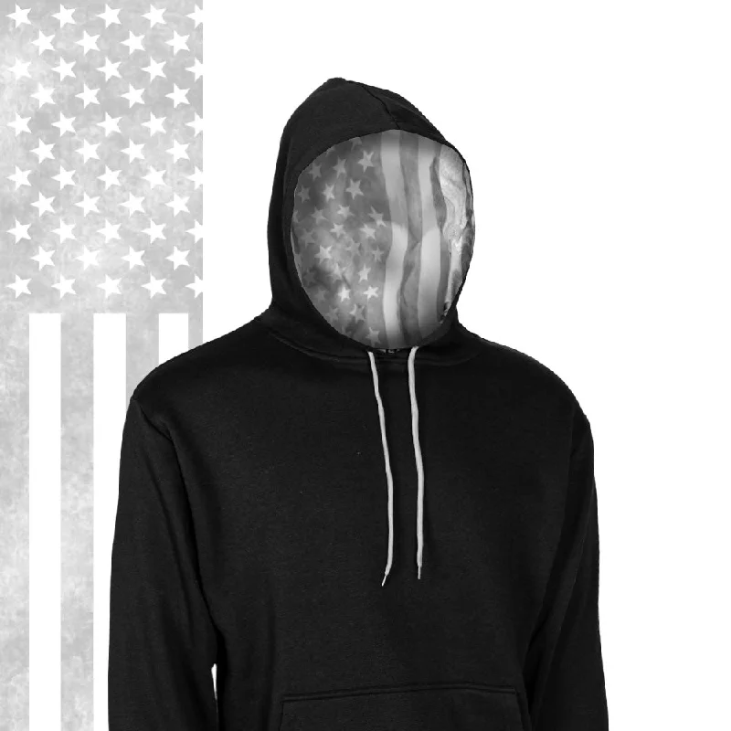 Classic Lined Hoodie | Ghost American Flag | Black