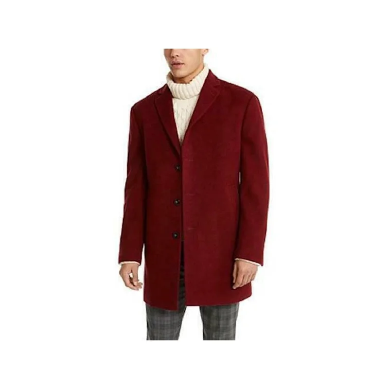 CALVIN KLEIN Men's Single Breasted Button Down Coat Maroon Size 44