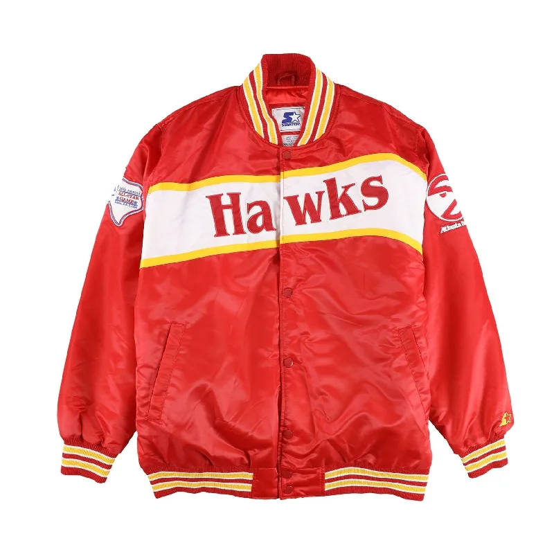 STARTER Mens Atlanta Hawks Varsity Jacket, Red, 3XL