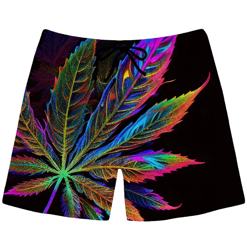 Fashion Accessories Blacklight Weed Swim Trunks