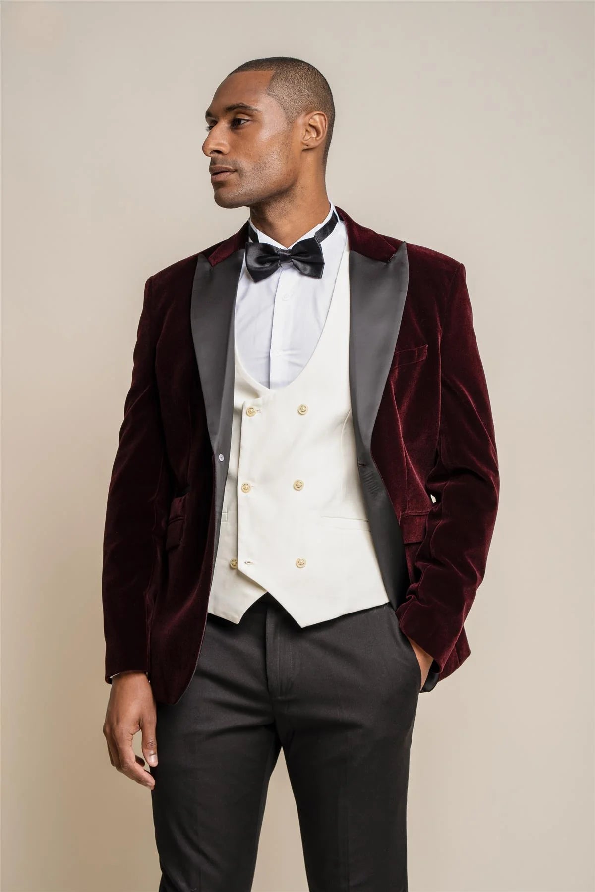 House of Cavani Rosa Wine Velvet Blazer