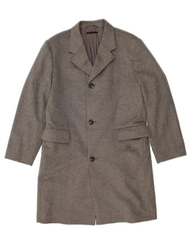 SISLEY Mens Overcoat IT 50 Large Grey Wool