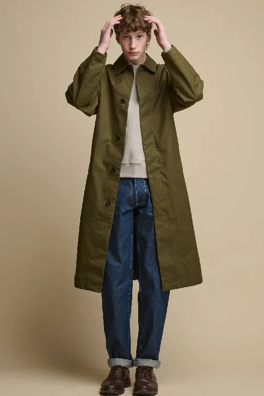 Men's Frank Belted Raglan Raincoat - Olive