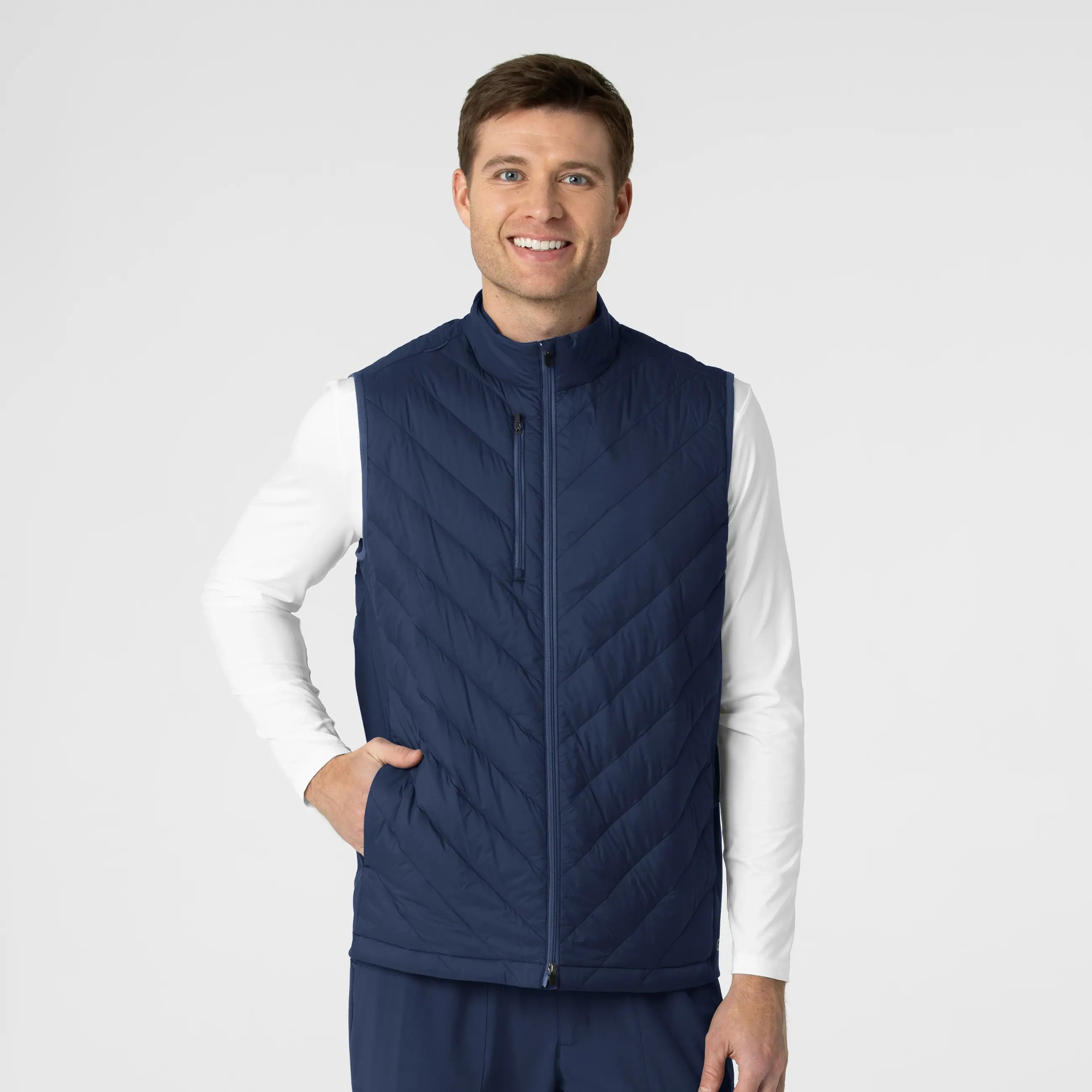 Wink Men's Quilted Scrub Vest - Navy