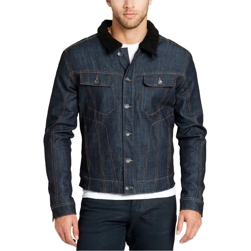 William Rast Mens Fleece-Collar Denim Jean Jacket