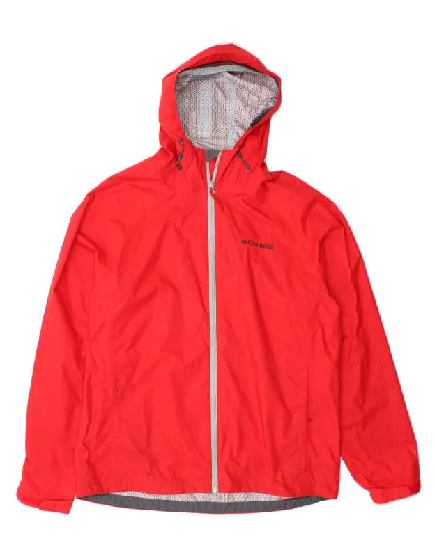 COLUMBIA Mens Hooded Rain Jacket UK 40 Large Red Polyester