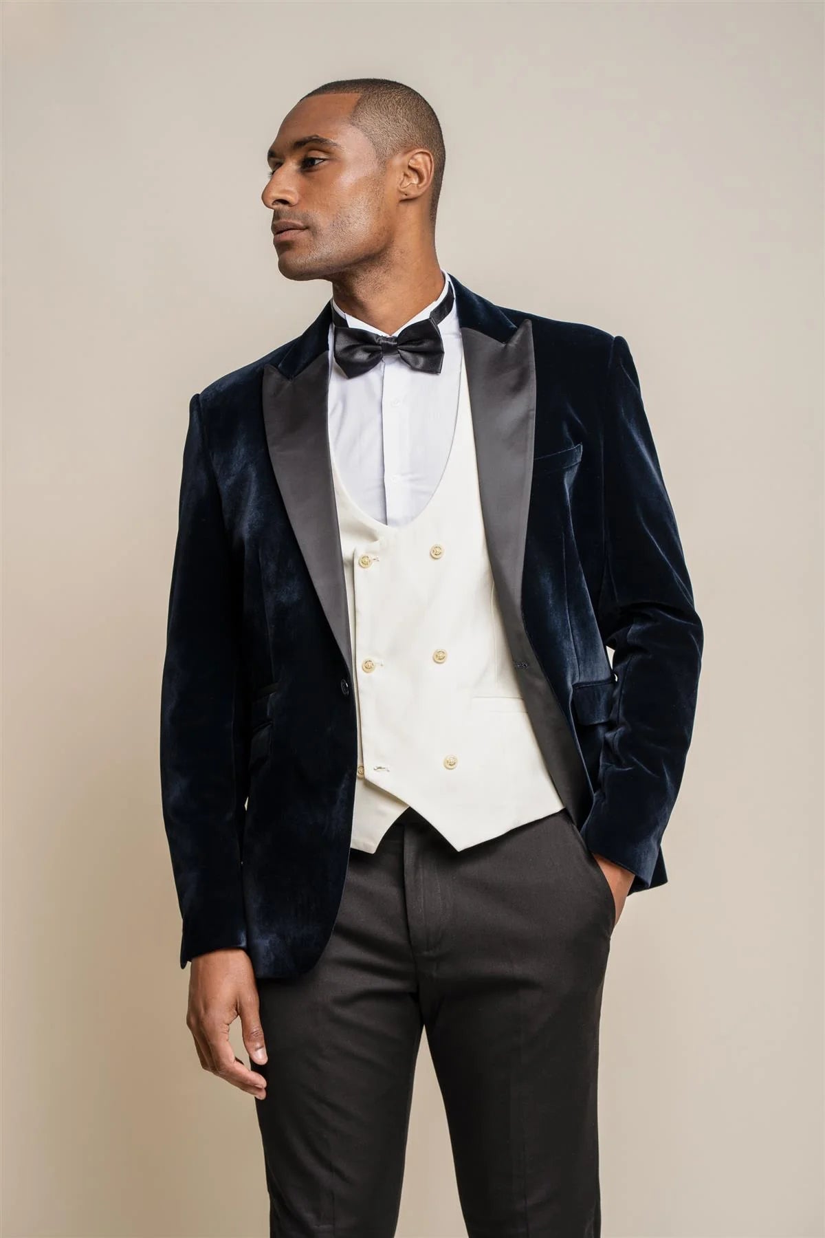 House of Cavani Rosa Navy Velvet Blazer