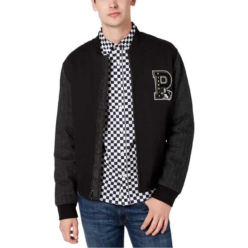 Penguin Mens Chevron Varsity Jacket, Black, Large