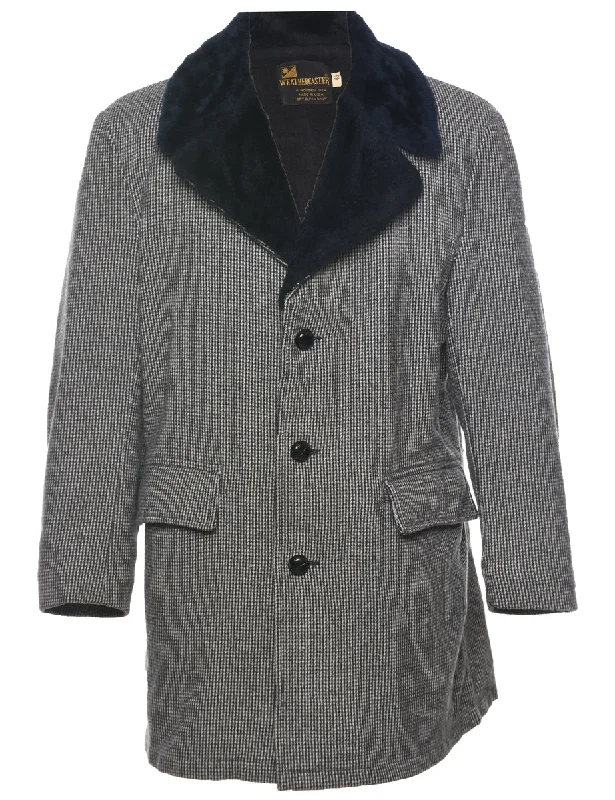 Checked Wool Coat - L