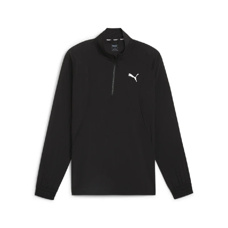 Fit Woven Logo Mock Neck Long Sleeve Quarter Zip Pullover