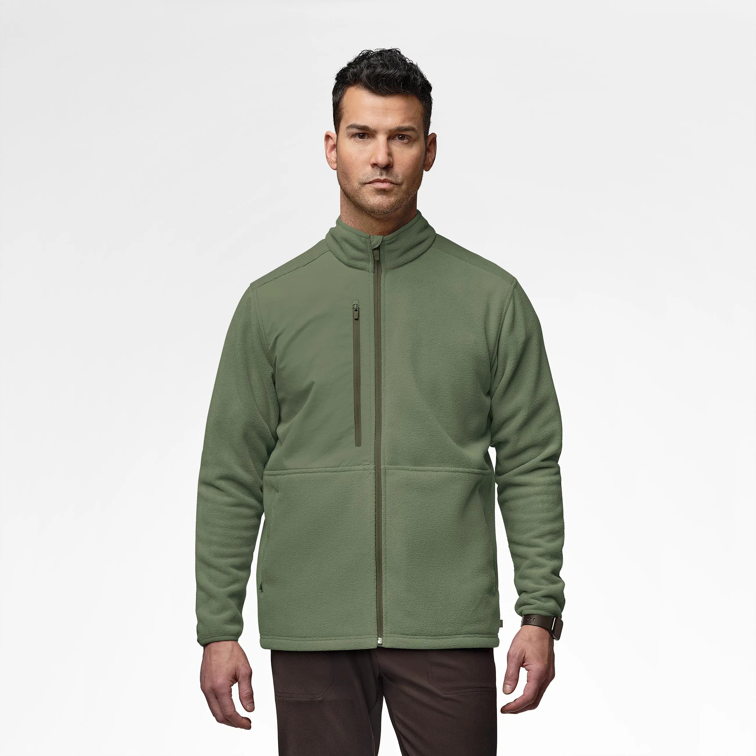 Wink Men's Micro Fleece Zip Jacket - Olive