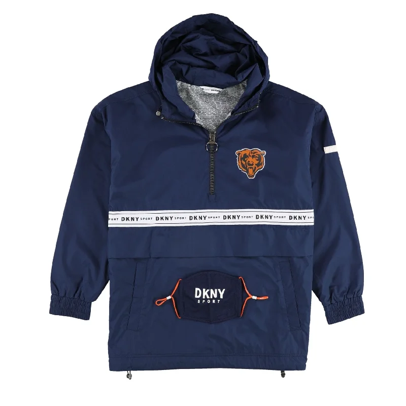 DKNY Mens Chicago Bears Windbreaker Jacket, Blue, Small