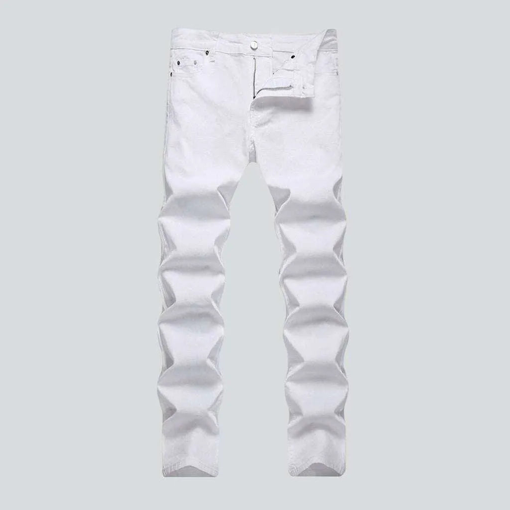 White stretch jeans for men