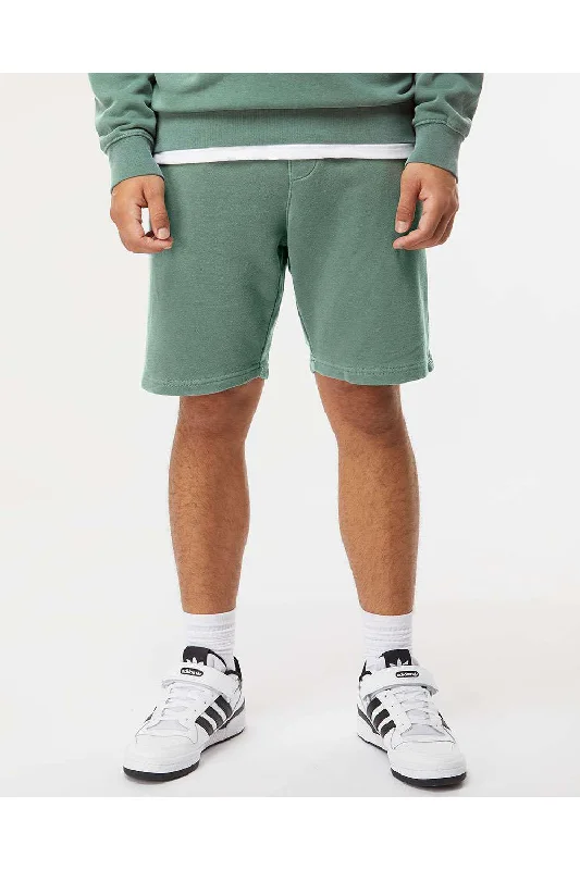 Independent Trading Co. Mens Pigment Dyed Fleece Shorts w/ Pockets - Alpine Green - Closeout