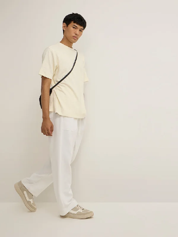 Studiofit White Relaxed-Fit Mid-Rise Track Pants