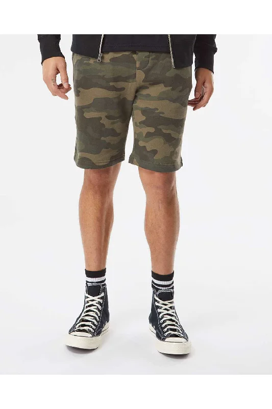 Independent Trading Co. Mens Fleece Shorts w/ Pockets - Forest Green Camo - Closeout