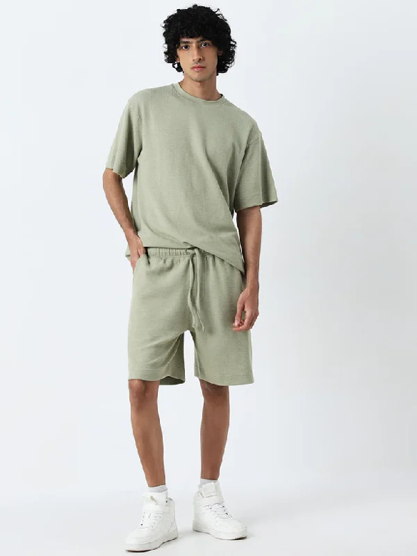 Studiofit Sage Textured Relaxed-Fit Mid-Rise Shorts