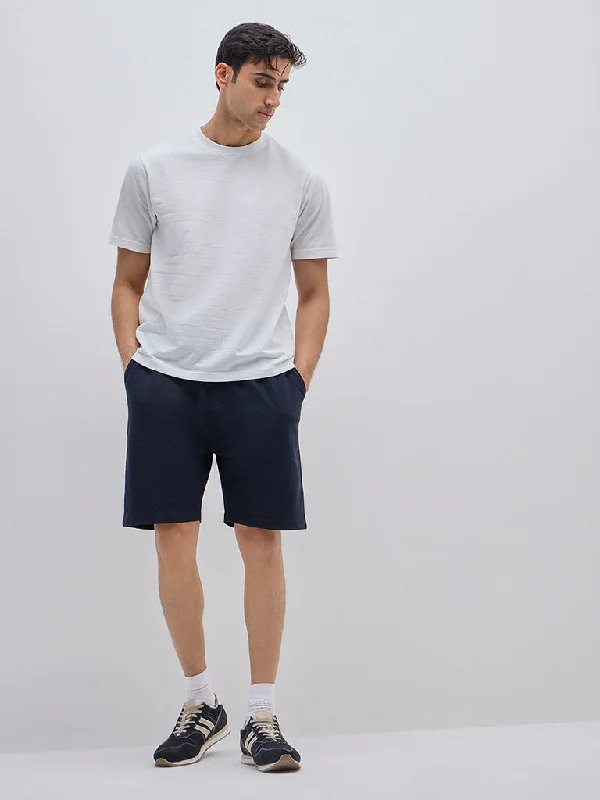 WES Lounge Navy Mid-Rise Relaxed-Fit Shorts