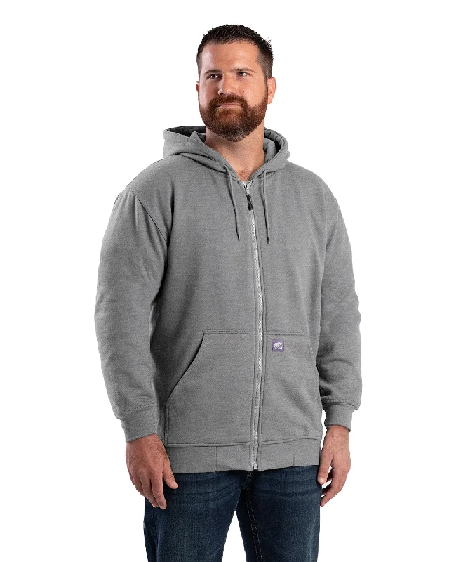 Men's Thermal-Lined Full-Zip Grey Hoodie