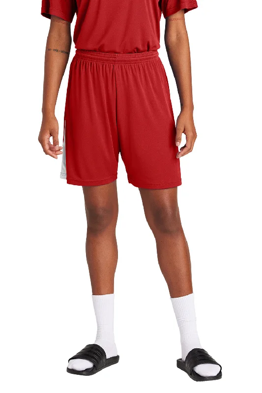 Sport-Tek Mens Moisture Wicking Competitor United Athletic Shorts - Deep Red/White - New