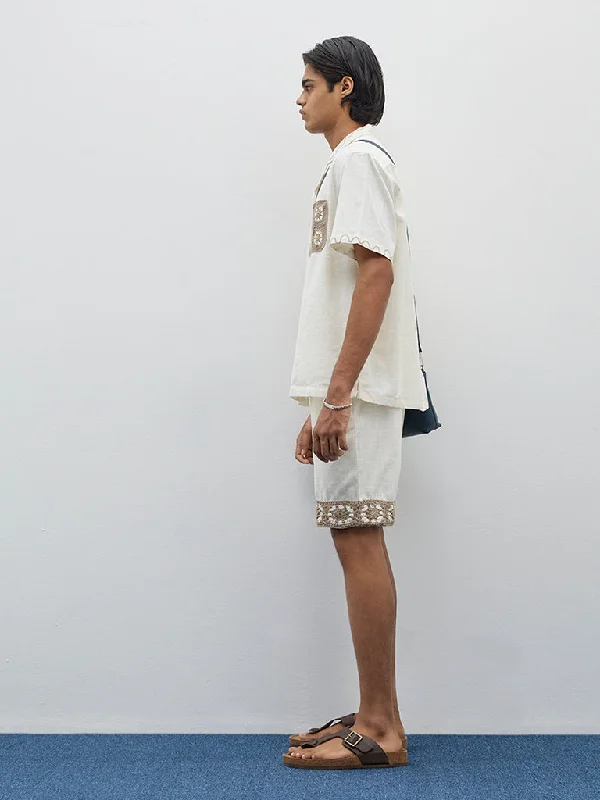 ETA Off-White Relaxed-Fit Mid-Rise Cotton Blend Shorts