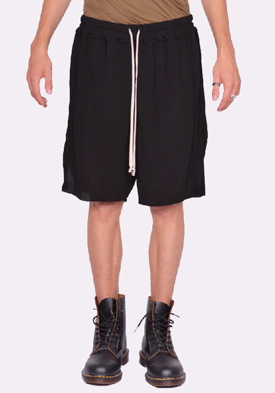 RICK OWENS MEN RR01D3329 HBZ LIDO TRACK SHORTS BLACK