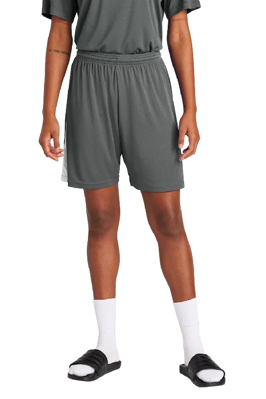 Sport-Tek Mens Moisture Wicking Competitor United Athletic Shorts - Iron Grey/White - New