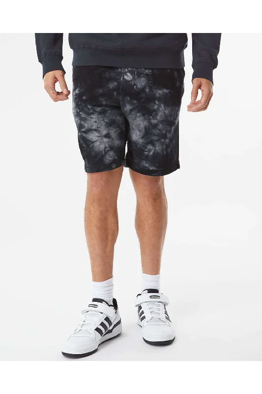 Independent Trading Co. Mens Tie-Dye Fleece Shorts w/ Pockets - Black - Closeout