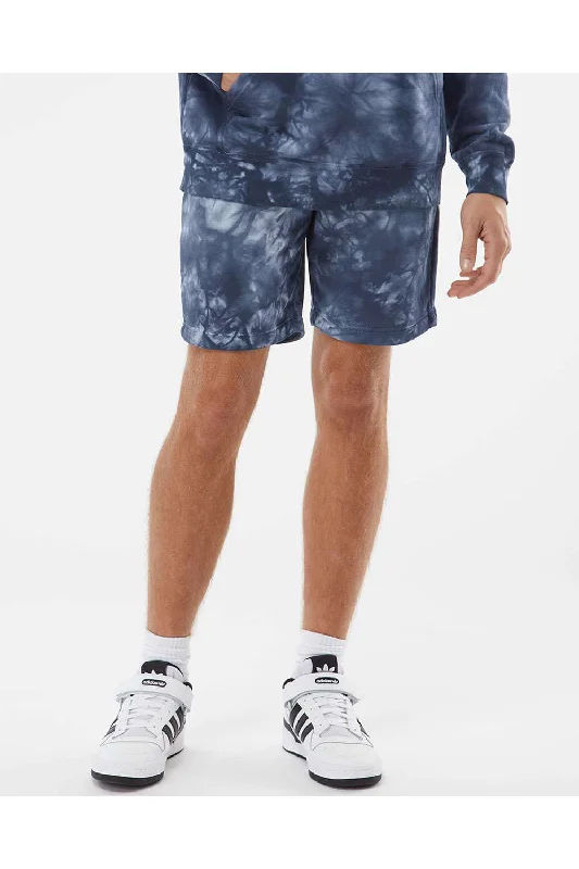 Independent Trading Co. Mens Tie-Dye Fleece Shorts w/ Pockets - Navy Blue - Closeout