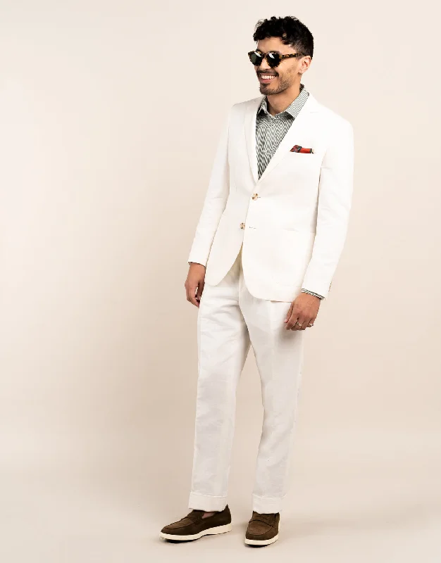 Cargo Pants Malta White Linen Blend Suit